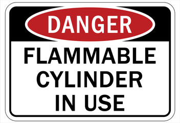 Fototapeta premium Fire hazard, flammable gas sign and labels flammable cylinders in use