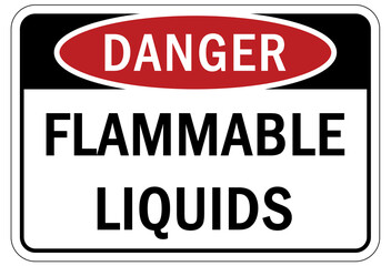 Fire hazard, flammable liquid sign and label 