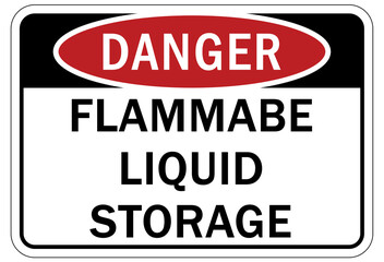 Fire hazard, flammable liquid sign and label flammable liquids storage