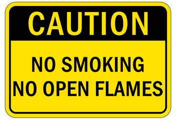 Fire hazard, flammable material oxygen sign and labels  no smoking no open flame