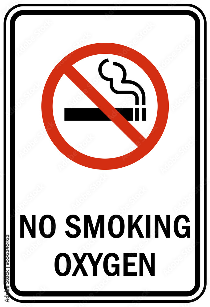 Wall mural fire hazard, flammable material oxygen sign and labels no smoking