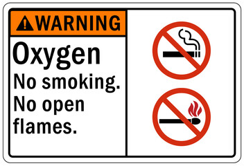 Fire hazard, flammable material oxygen sign and labels  no smoking no open flame - obrazy, fototapety, plakaty
