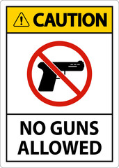 No Gun Rules Sign, Caution No Guns Allowed