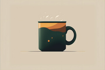 cup of coffee, vector illustration of coffee mug, minimalist illustration of coffee mug 