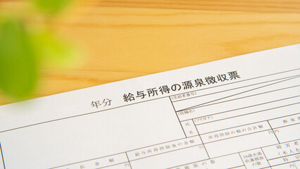 日本語の源泉徴収票　イメージ