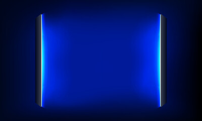 Abstract neon background. Lights line, luminous rays, neon magic sword. Motion shine blue.