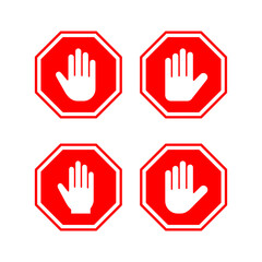 Obraz premium Stop icon vector for web and mobile app. stop road sign. hand stop sign and symbol. Do not enter stop red sign with hand