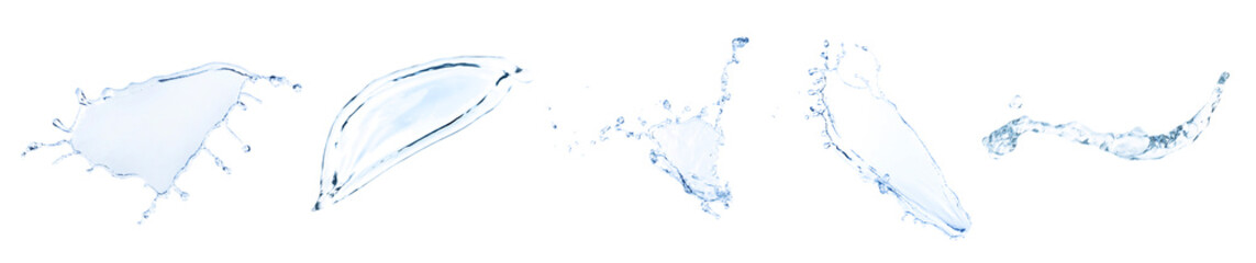 Set with splashes of pure water on white background. Banner design