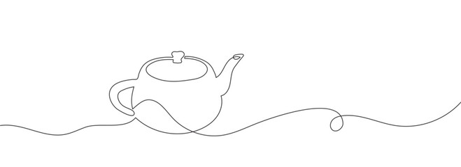 Teapot continuous line drawing, one line. One continuous line on a white background