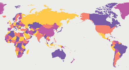 Fototapeta na wymiar World blank map - Asia, Australia and Pacific Ocean centered. High detailed political map of World