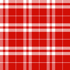 Red and white plaid pattern, seamless tartan texture background