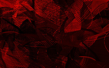 Dark Red vector background with abstract shapes.