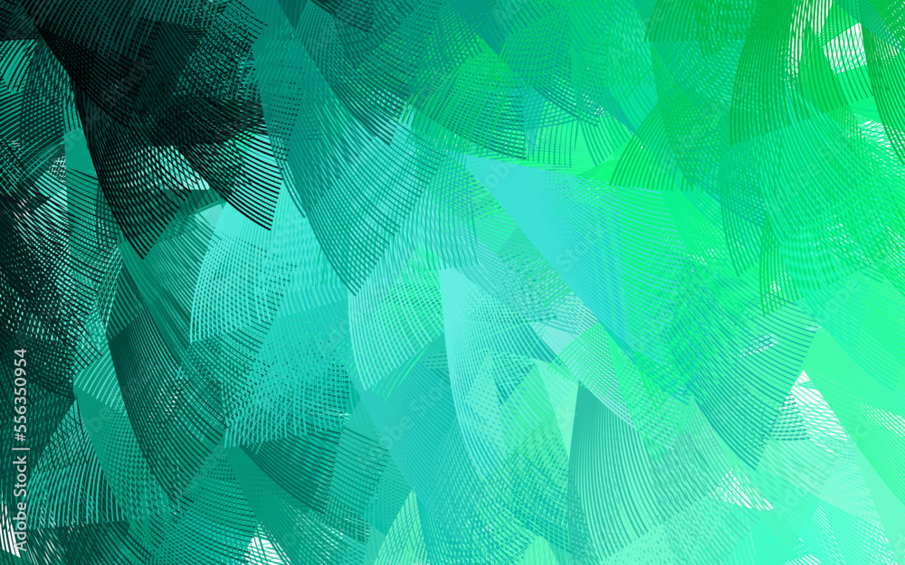 Poster light green vector template with chaotic shapes.