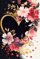 新春・成人式・卒業式の為の、桜をモチーフにした水彩メッセージカードフレーム