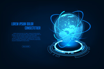 Vector global network connection concept. World map abstract technology background.