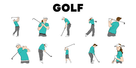Fototapeta na wymiar Golf vector set collection graphic clipart design