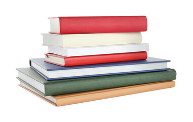 Fototapeta premium Stack of different books on white background