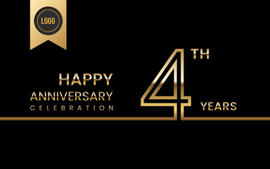 4th anniversary celebration template design. Logo Vector Template Illustration