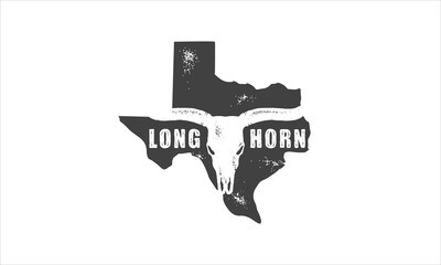 Texas Longhorn, Country Western Bull Cattle Vintage Label Logo Design