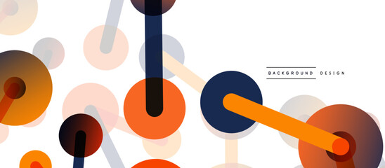 Line points connections geometric abstract background. Circles connected by lines. Trendy techno business template for wallpaper, banner, background or landing