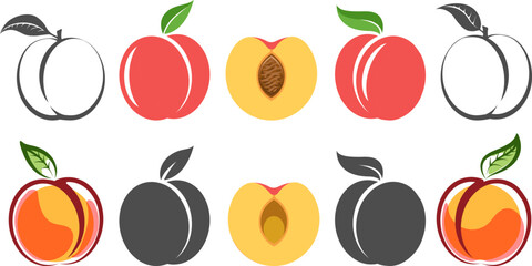 Peach icons outline and colour