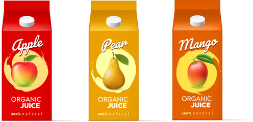 Juices packaging in realistic style