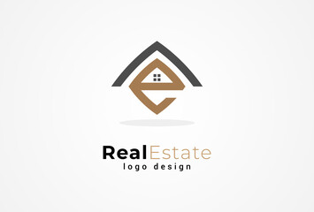 Real Estate Logo, Letter E with home combination, suitable for Architecture Building apps logo design