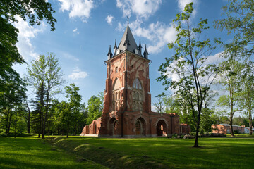 Chapelle Pavilion in Alexander Park of Tsarskoye Selo on a sunny summer day, Pushkin, Saint Petersburg, Russia