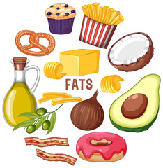 Variety of fat foods