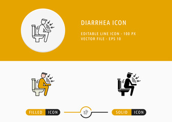 Diarrhea Icon Isolated on White Background. Stomach Pain Bowel Thin Line Symbol Stock Vector Illustration For Mobile App And Web Design.