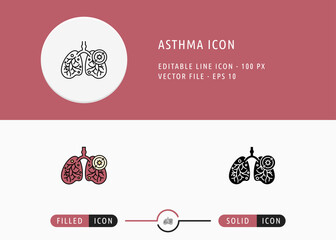 Asthma Icon Isolated on White Background. Pneumonia Inhaler Treatment Thin Line Symbol Stock Vector Illustration For Mobile App And Web Design.