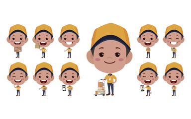 Delivery staff with different poses