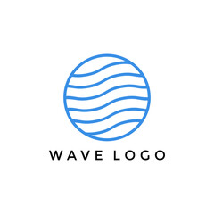 Wave logo vector line style, simple wave logo