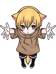 It is an image of an anime girl doing various poses.