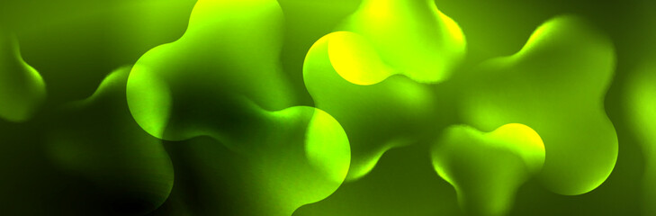 Glowing neon lights abstract shapes composition. Magic energy concept. Template for wallpaper, banner, background or landing