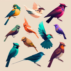 Naklejka premium Birds Vector Art AI Generated
