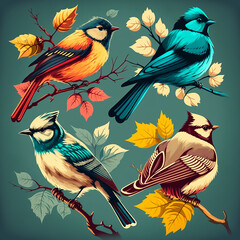 Fototapeta premium Birds Vector Art AI Generated