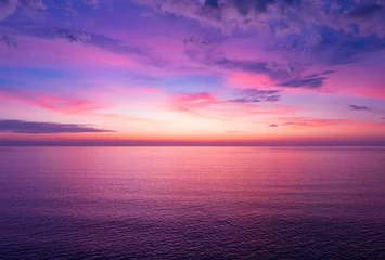 Foto auf Acrylglas Kürzen Aerial view sunset sky, Nature beautiful Light Sunset or sunrise over sea, Colorful dramatic majestic scenery Sky with Amazing clouds and waves in sunset sky purple light cloud background