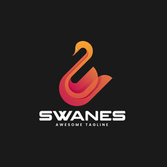 Vector Logo Illustration Swan Gradient Colorful Style.