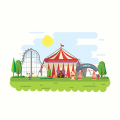 Stock Illustration of Flat design circus and carnival banners, headers, poster, background