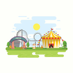 Stock Illustration of Flat design circus and carnival banners, headers, poster, background