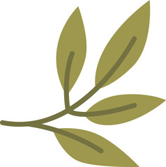 Cute cartoon green leaf flat icon Decoration branch