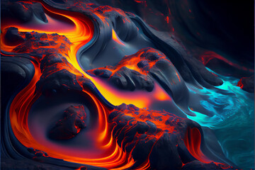 Flowing lava in bright intense colors ideal for backgrounds