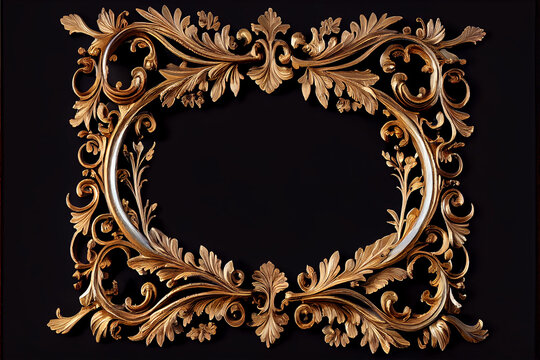 gilt frame of carved wood contrasting gold with black background