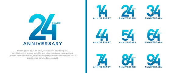 set of anniversary logo style blue color on white background for special moment