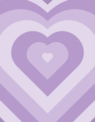 Y2K Repeated Heart Poster. Vector Violet Psychedelic Background in Trendy Retro Style