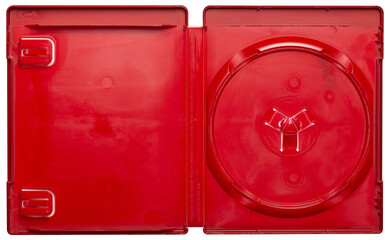 CD game case red vintage empty png isolated on transparent background