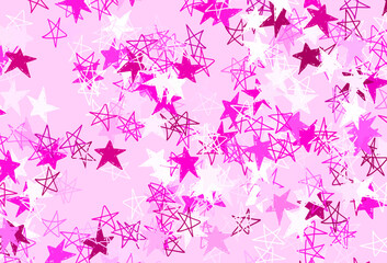 Fototapeta na wymiar Light Pink vector template with sky stars.