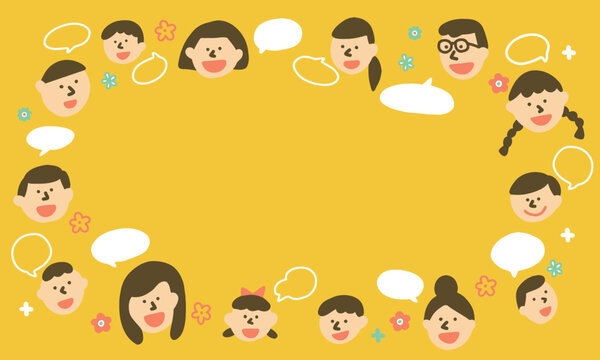 それぞれの意見がある多様な人々のイラストフレーム