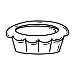 Egg tart vector illustration. Chinese New year dessert in doodle style.